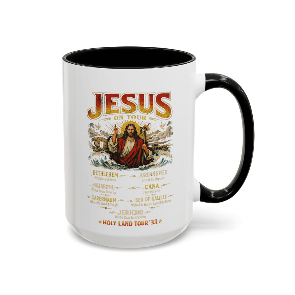 Jesus on Tour Coffee Mug — Band-Tour Style Map of Jesus’ Visits (11/15oz)