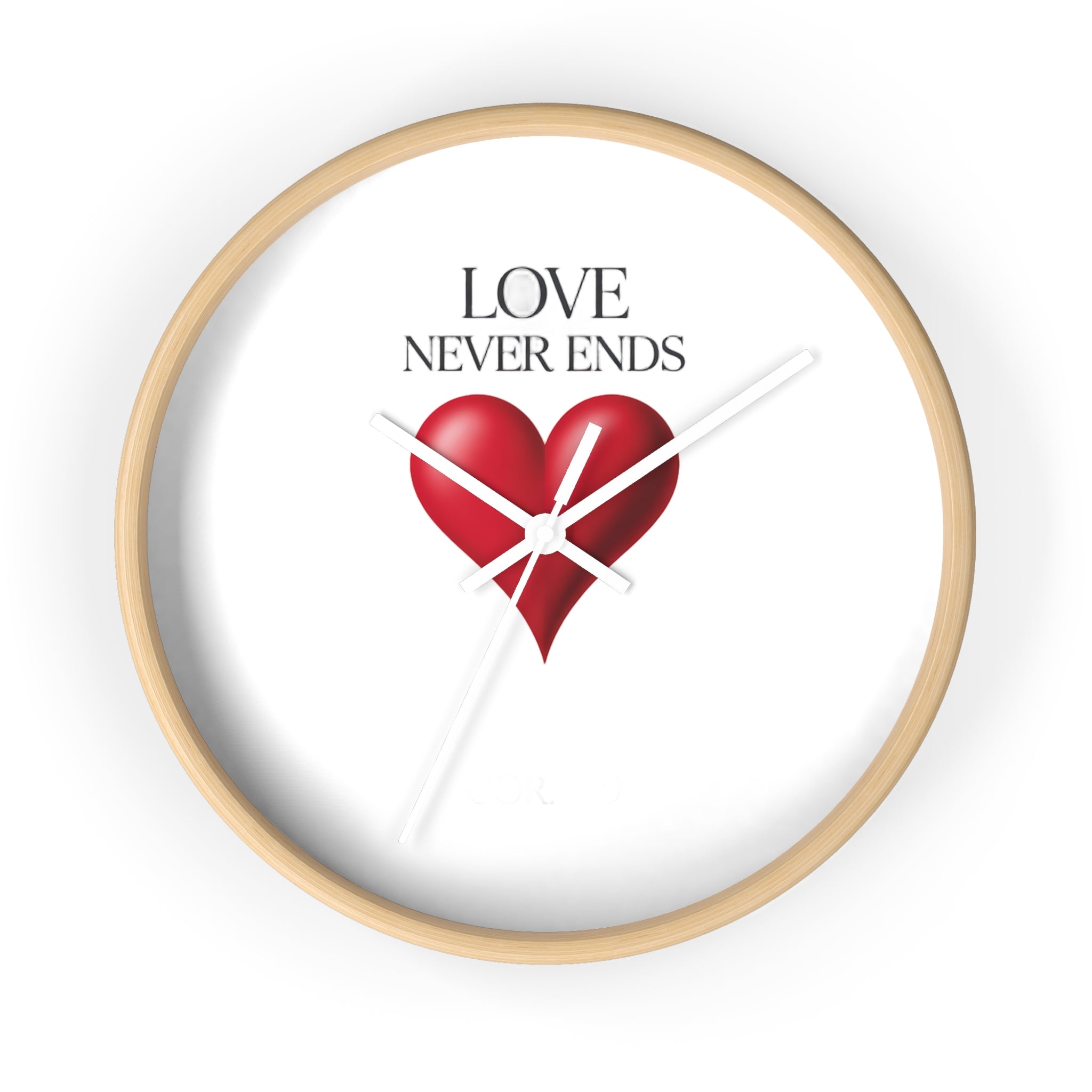 Wall Clock — "Love Never Ends" Heart Decorative Wall Clock | Romantic Home Decor, Valentine’s Day Gift
