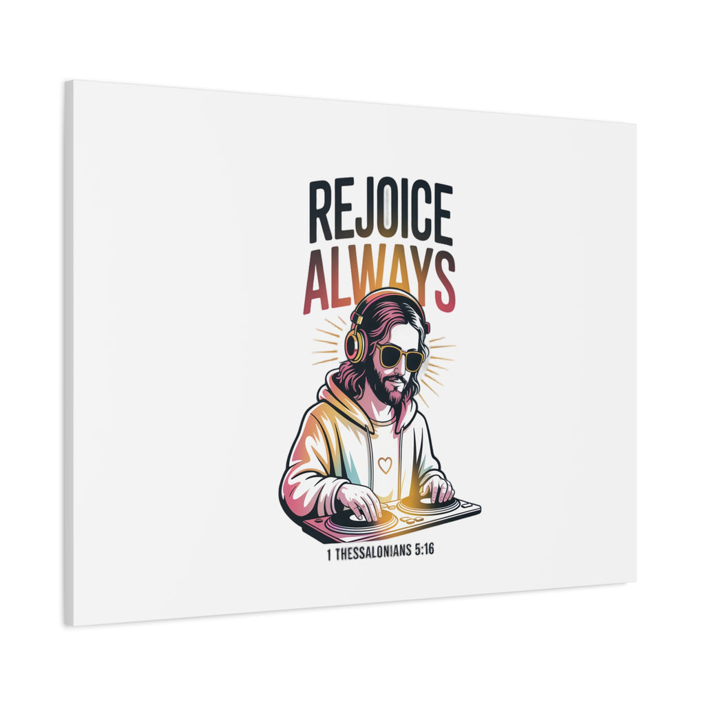 Rejoice Always Canvas Wall Art — Modern Jesus Illustration (1 Thessalonians 5:16)