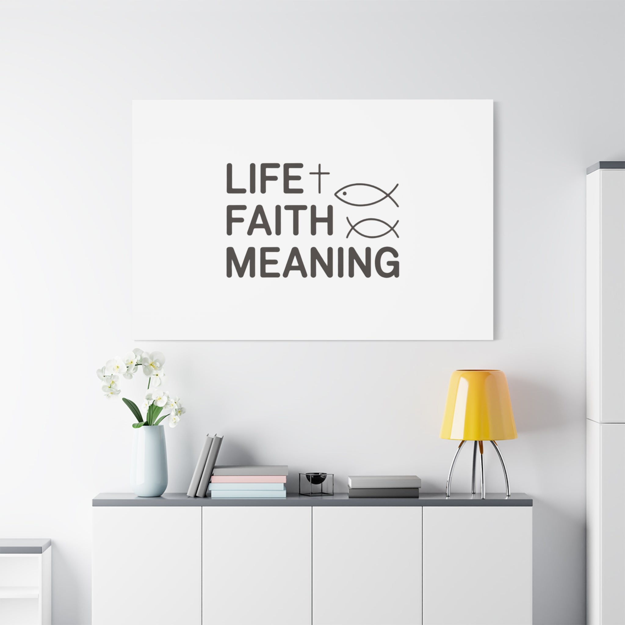 Faith Wall Canvas - "Life + Faith = Meaning" Minimal Christian Art