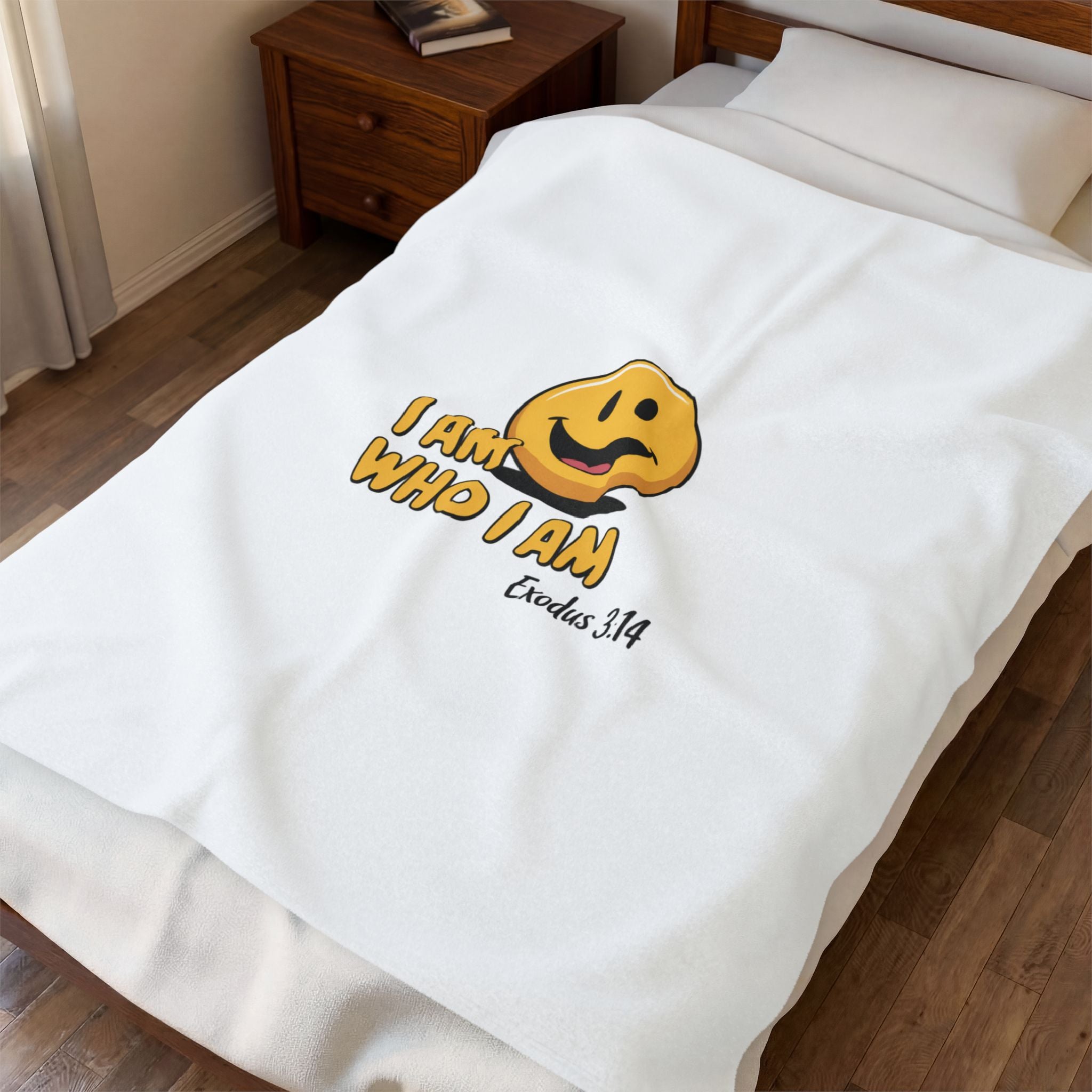 Plush Blanket — "I Am Who I Am" Smiley Bible Verse (Exodus 3:14)