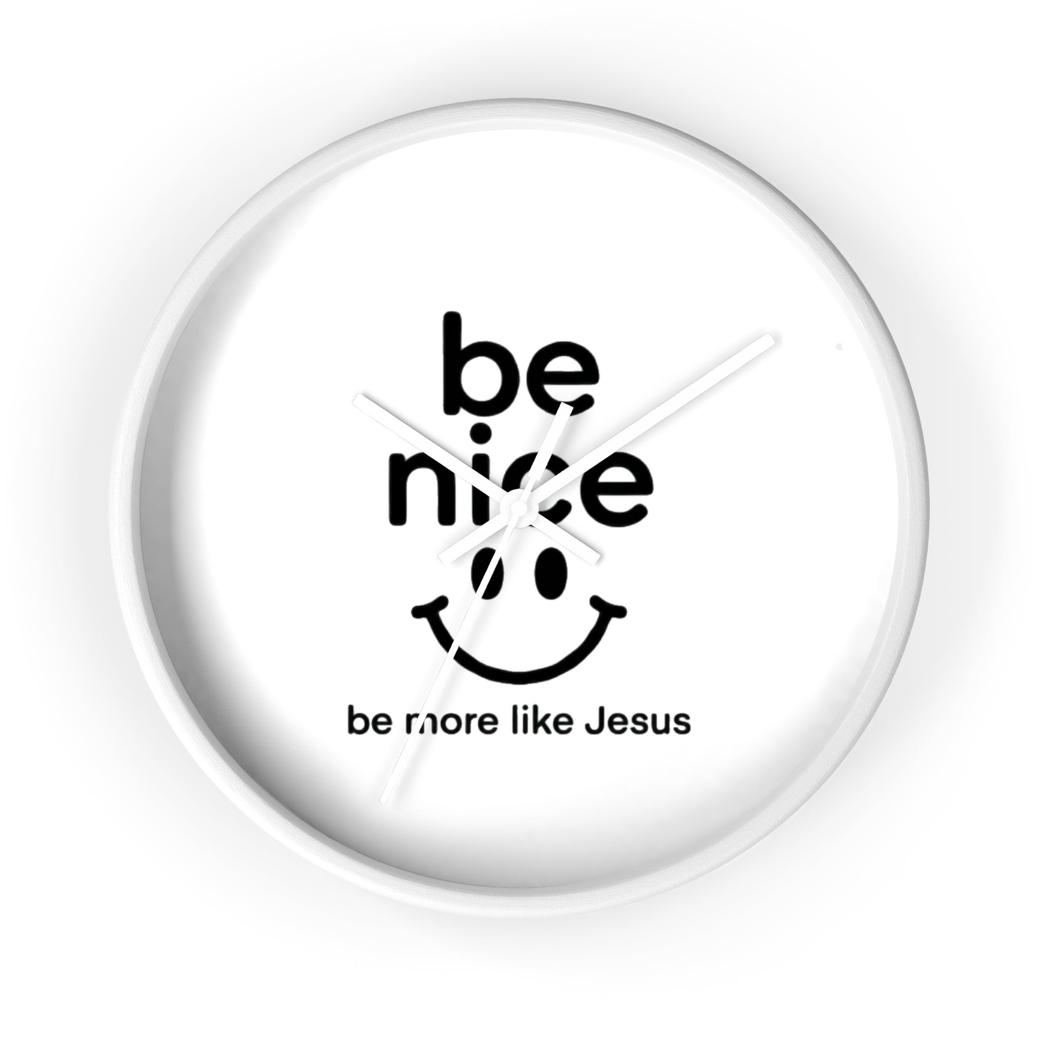 Wall Clock — “Be Nice” Christian Smiley Inspirational Wall Clock (Be More Like Jesus)