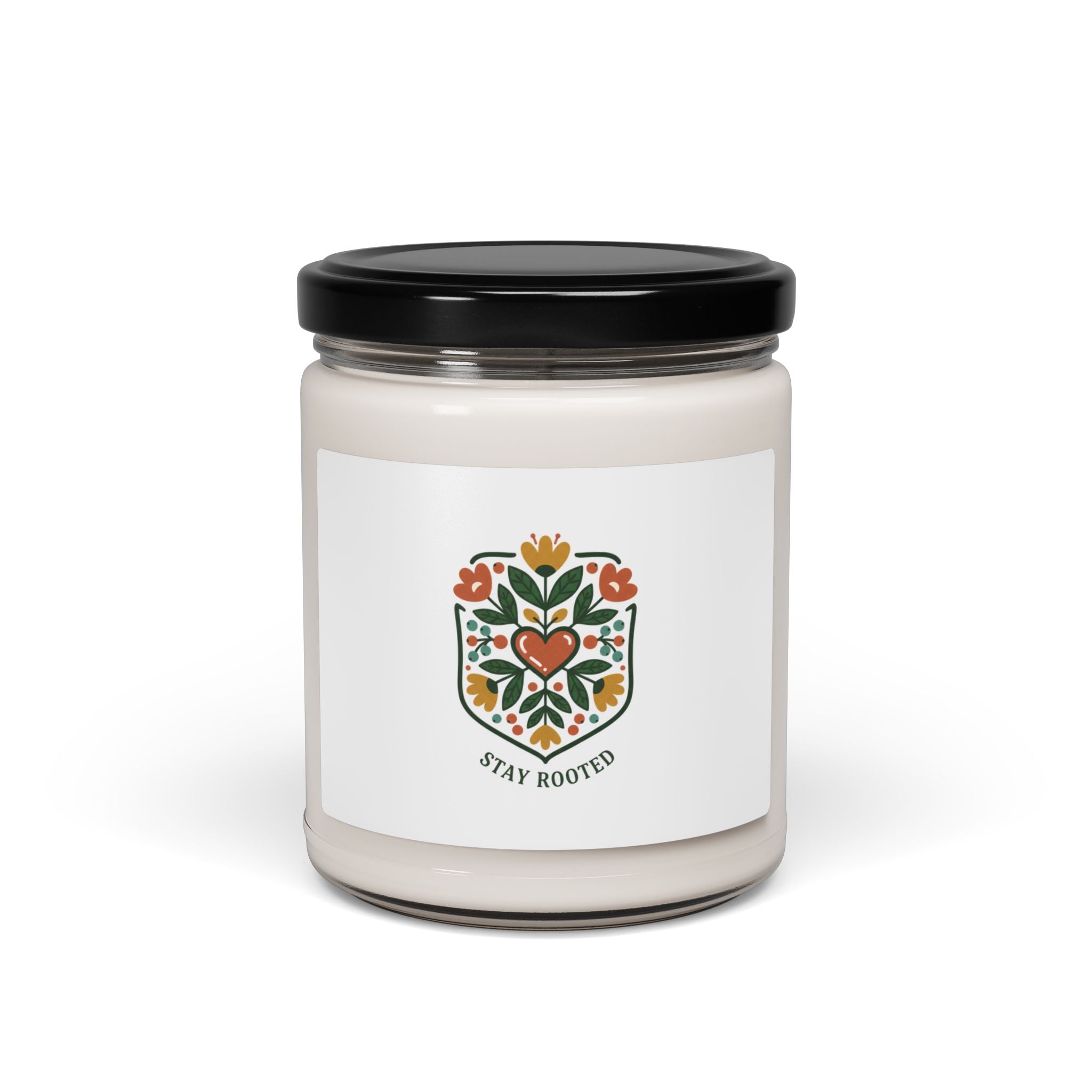 Hand-Drawn Folk Botanical Soy Candle | Stay Rooted 9oz