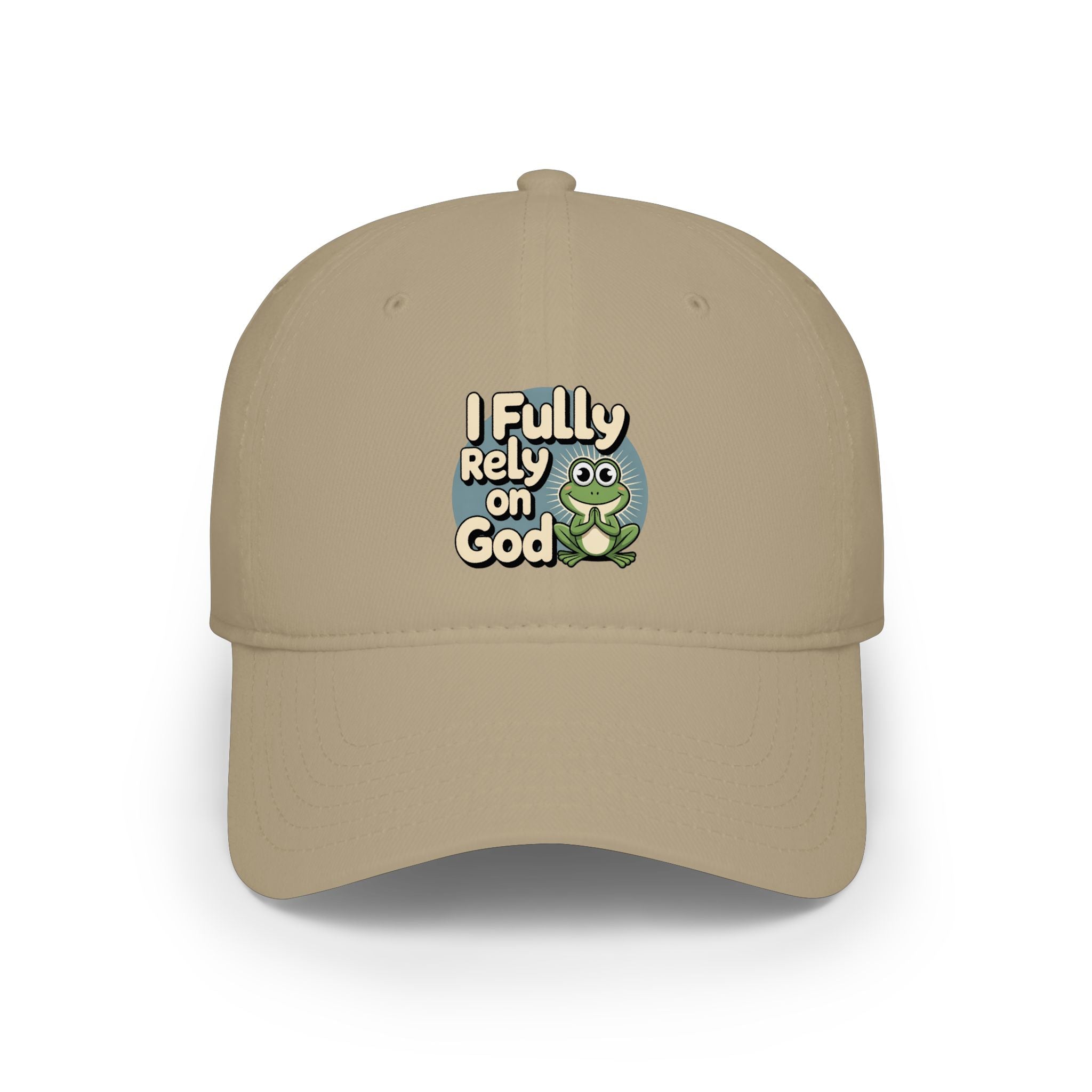 I Fully Rely on God Frog Cap - Low Profile Baseball Hat, Christian Faith Baseball Cap