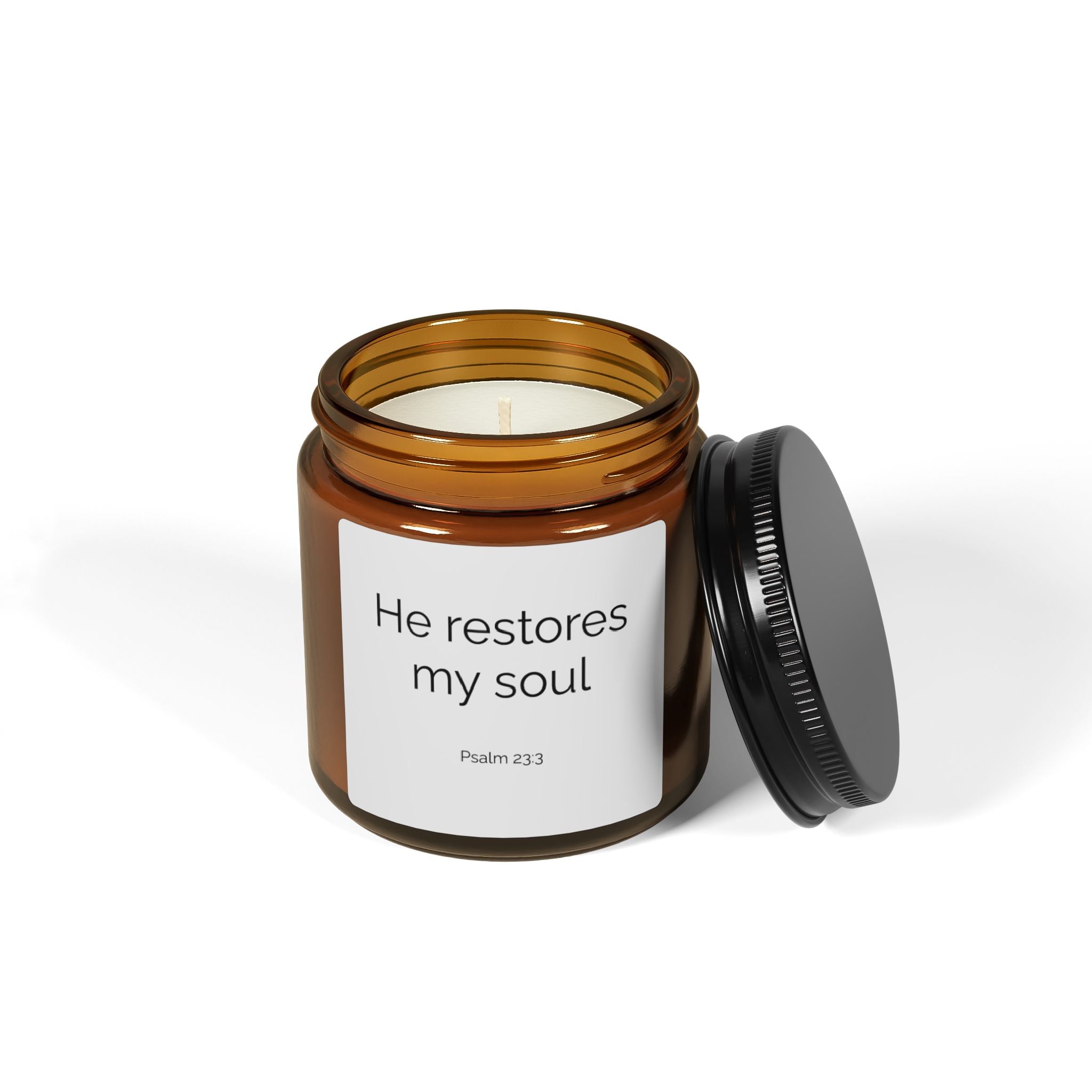 “He restores my soul.” (Psalm 23:3) — Minimalist Soy Candle