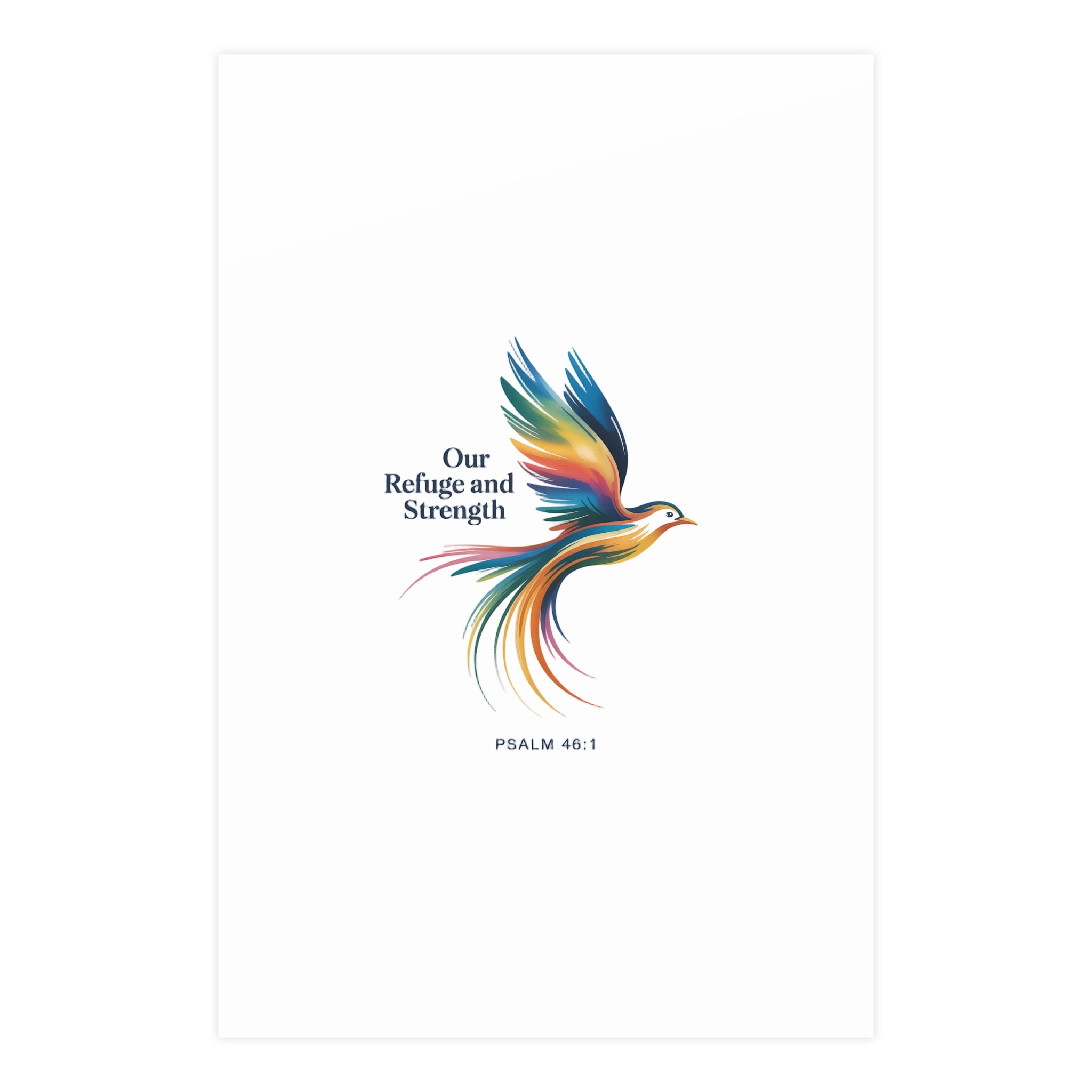 Bird Poster Wall Art — "Our Refuge & Strength" Psalm Quote