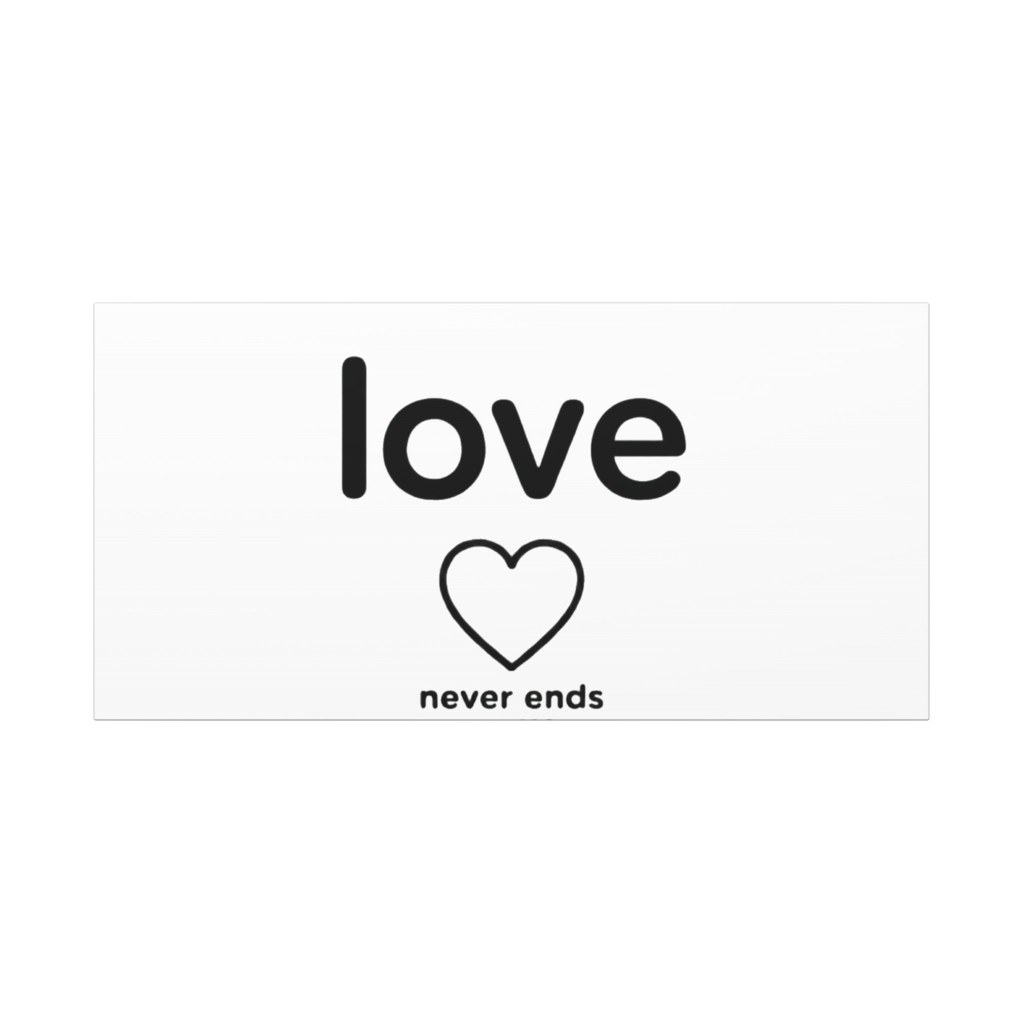 Canvas Wall Art — "love" Heart with "never ends cor. 129" Minimalist Print