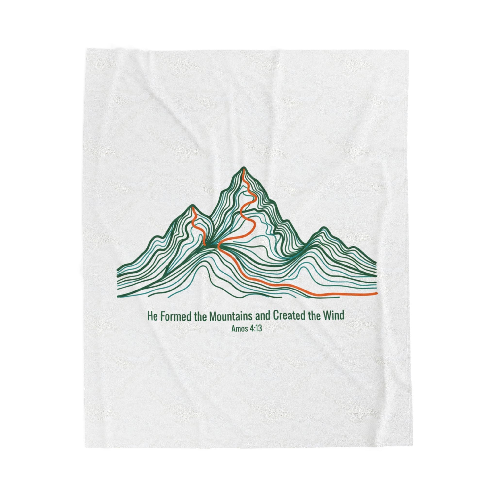 He Formed the Mountains Contour Design Blanket | topographic map print, contour line