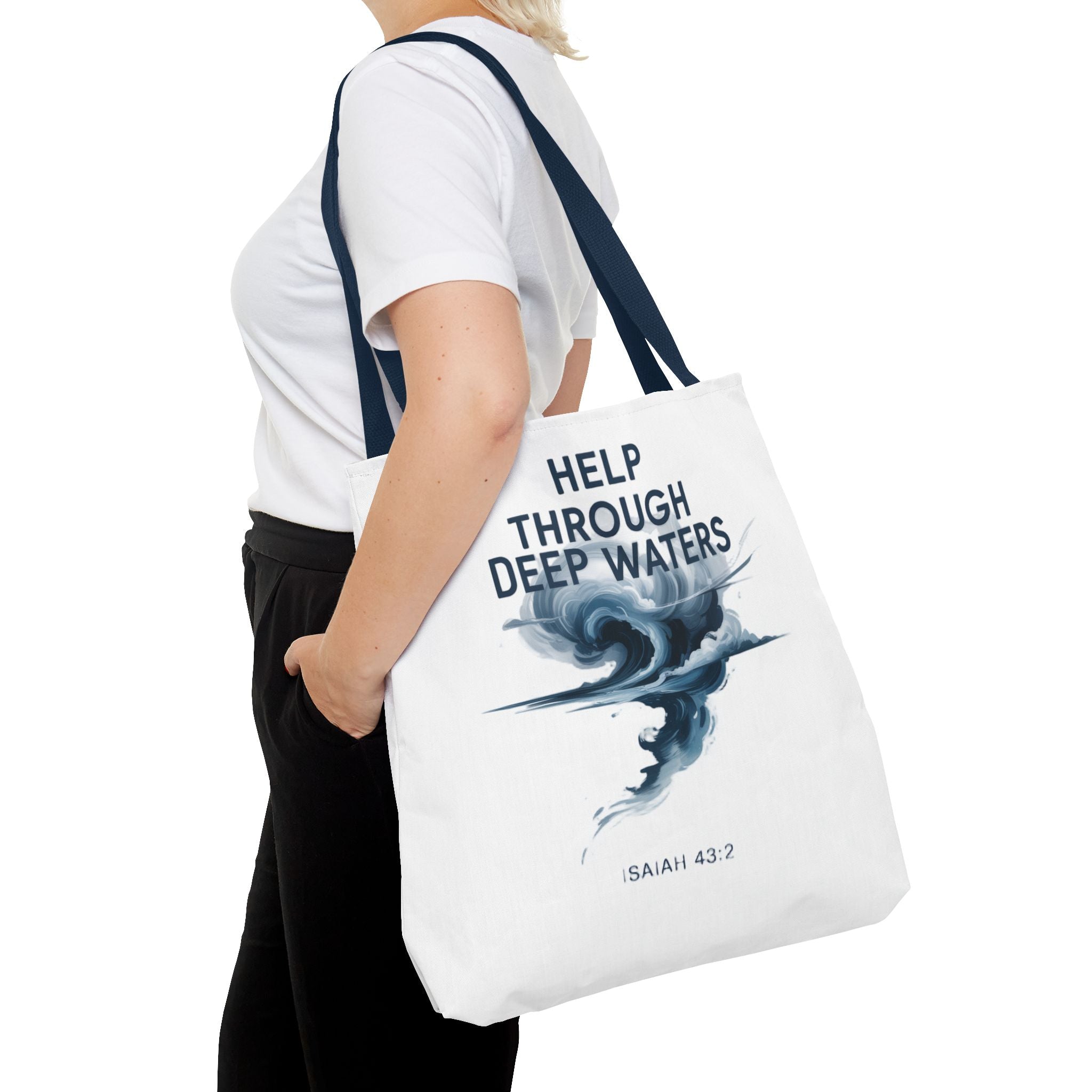 Tote — "Help Through Deep Waters" Inspirational Scripture Tote Bag (Isaiah 43:2)