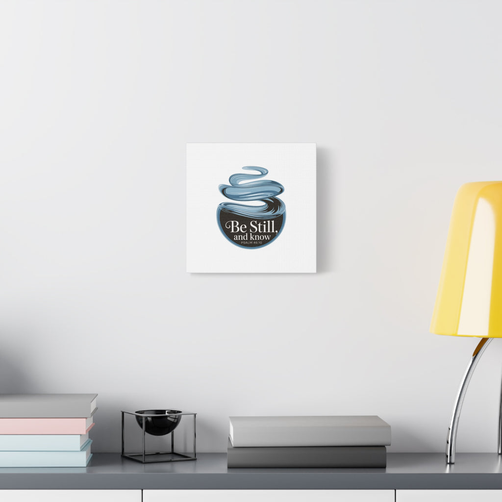 Be Still & Know Canvas Wall Art — Minimal Heart Quote Stretched Matte Canvas