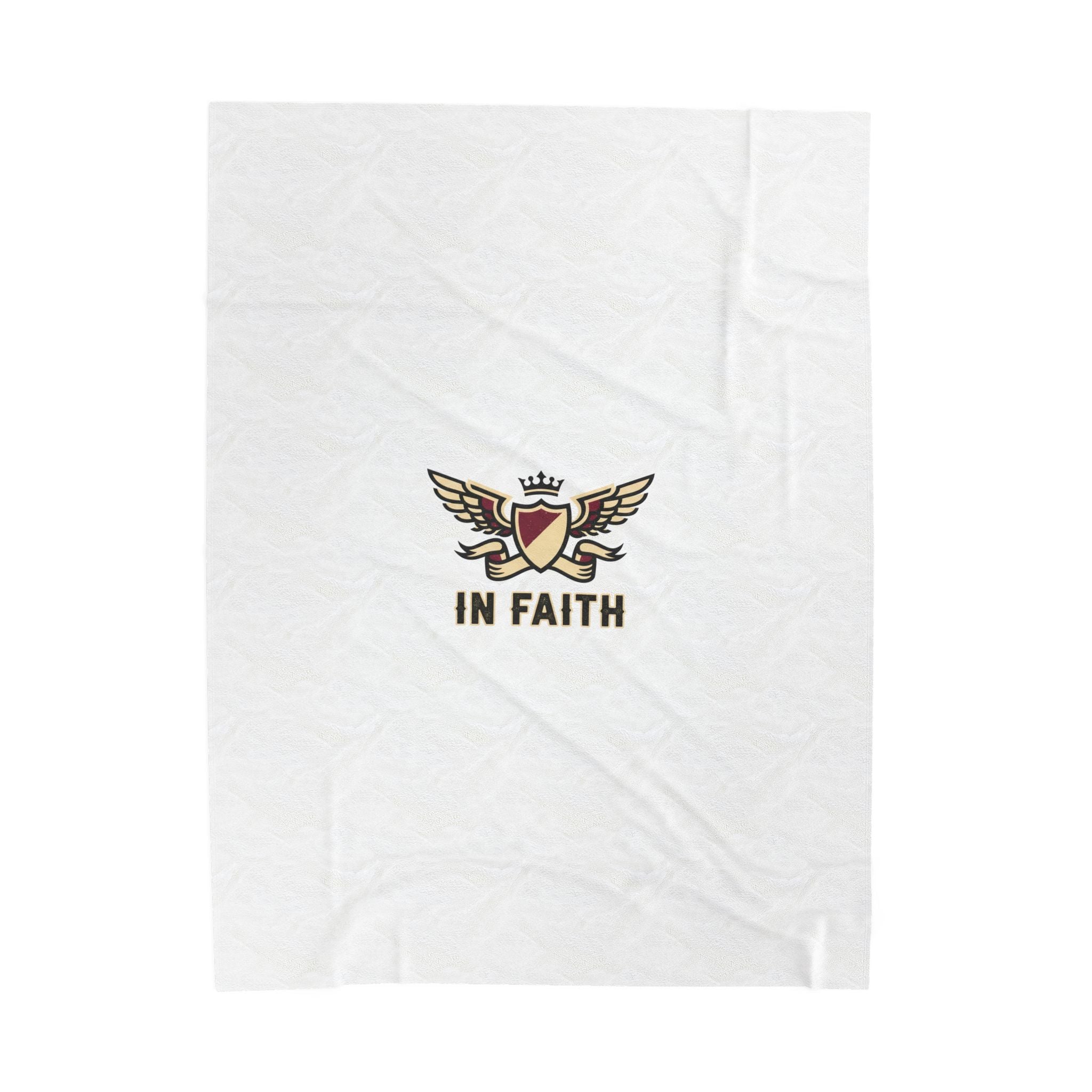 Plush Blanket — 'In Faith' Crest Velveteen Throw