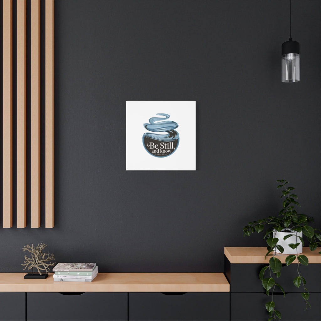 Be Still & Know Canvas Wall Art — Minimal Heart Quote Stretched Matte Canvas